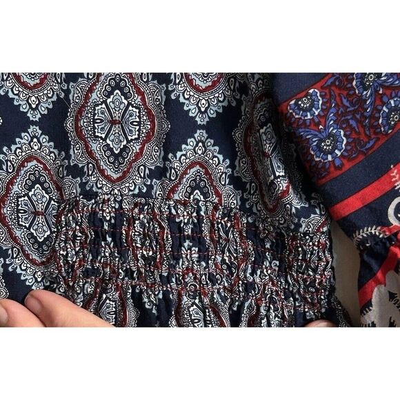 Umgee Whimsicle Tunic Top Very Boho Unique Designs Bell Sleeves Elastic Waist Lg - Picture 4 of 10